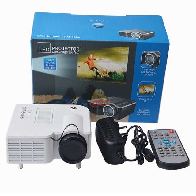 HD 1080P Multimedia Projector & Home Theater Cinema & Remote - AV, TV, VGA, HDMI, USB, SD, WTC