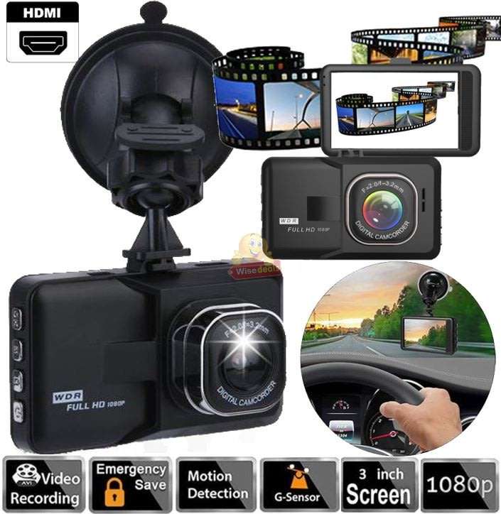 3 Inch HD Car Camera & Recorder with G-Sensor, Loop Recording, Motion Detection etc.