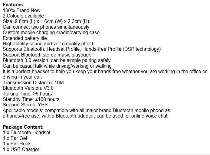 Bluetooth Wireless Stereo Headset with Mic, Hands-free Calls