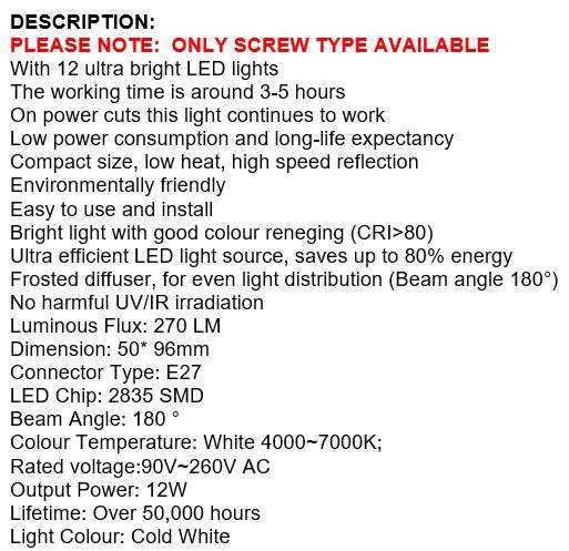 NEW Smart LED Bulb Light, Works on Power cuts, In Water, In your Hand, Regular AC, Emergency DC