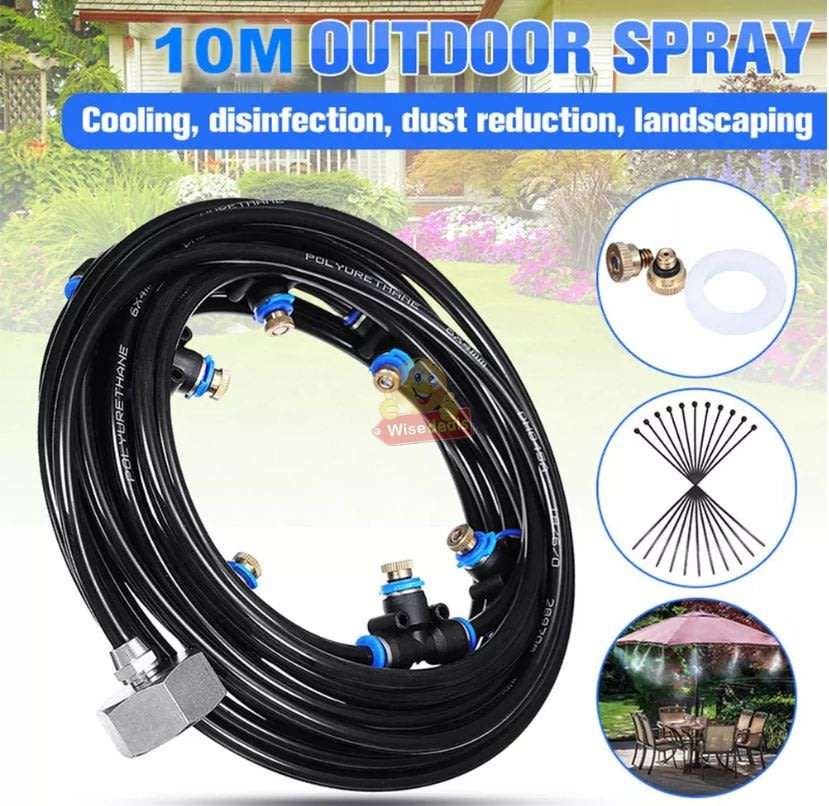 10m Pre-assembled Outdoor Misting System, Perfect for Cooling your Outdoor Living Areas