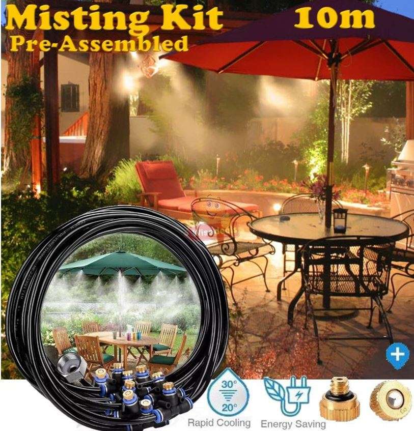 10m Pre-assembled Outdoor Misting System, Perfect for Cooling your Outdoor Living Areas