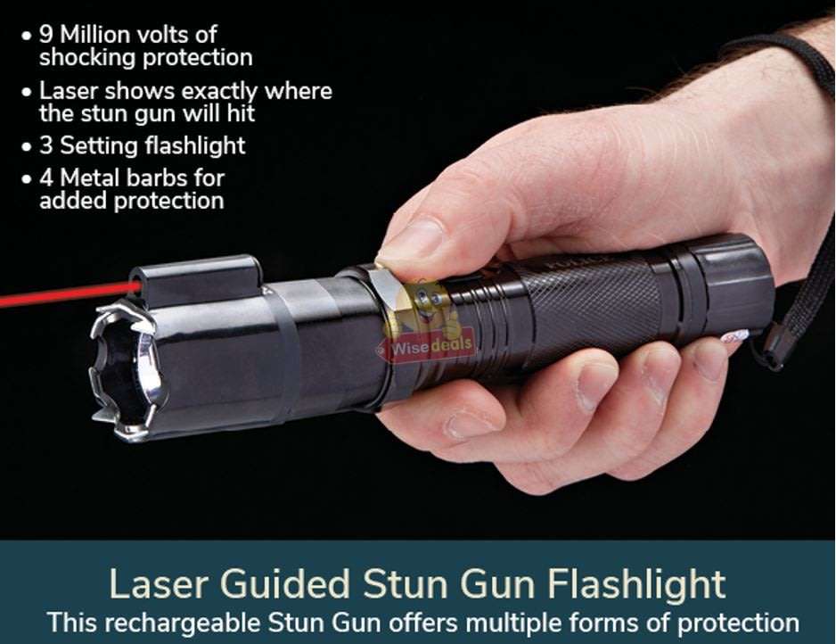 3-IN-1 High Power Laser Self Defense Electro Shock Stun Gun Flash Light with Rechargeable Battery
