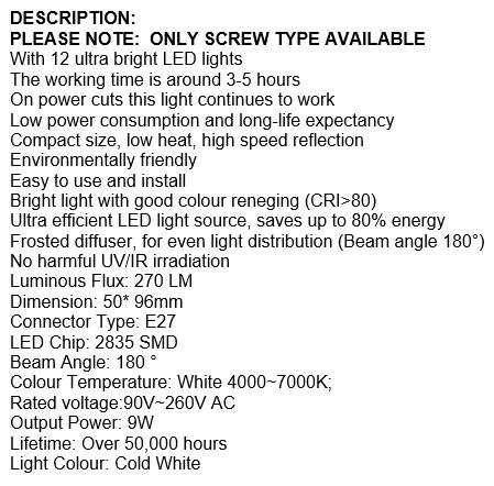 NEW Smart LED Bulb Light, Works on Power cuts, In Water, In your Hand, Regular AC, Emergency DC