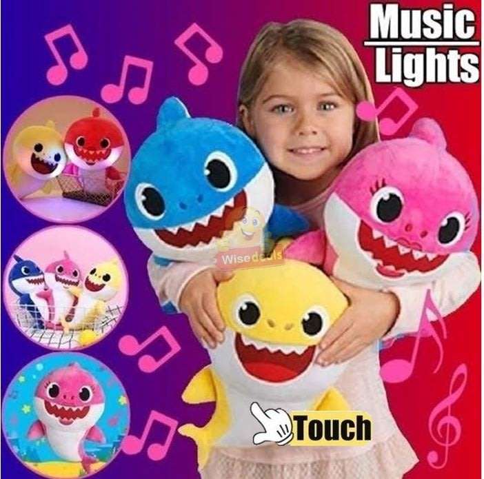 The Baby Shark Soft Toy Sings the Baby Shark Song with Flashing lights