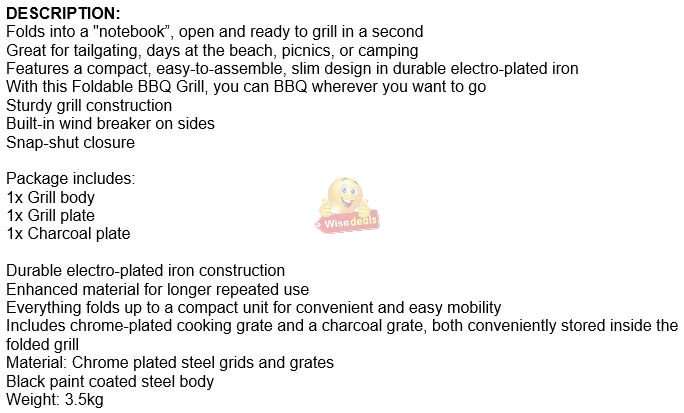 Foldable BBQ Grill Braai, Portable to Carry Anywhere, Perfect for Picnics, Camping, Traveling, Beach