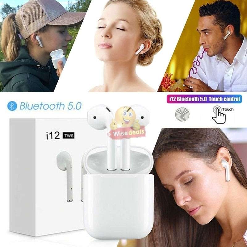i12 Wireless Stereo Bluetooth Headphones with Touch Control, Comfortable Fit and Wide Compatibility