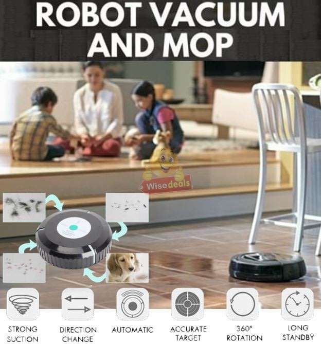 Automatic Smart Robot Vacuum & Mop - Sit back, relax, and let the Robotic Mop do the cleaning