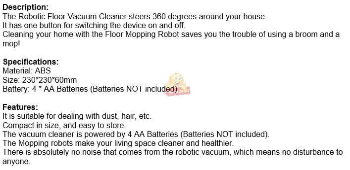 Automatic Smart Robot Vacuum & Mop - Sit back, relax, and let the Robotic Mop do the cleaning