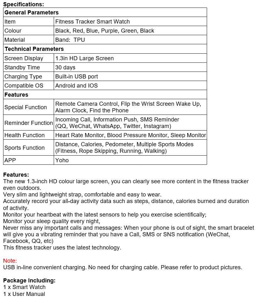 NEW Bluetooth Health Smart Watch - Monitor Heart Rate, Blood Pressure, Blood Oxygen