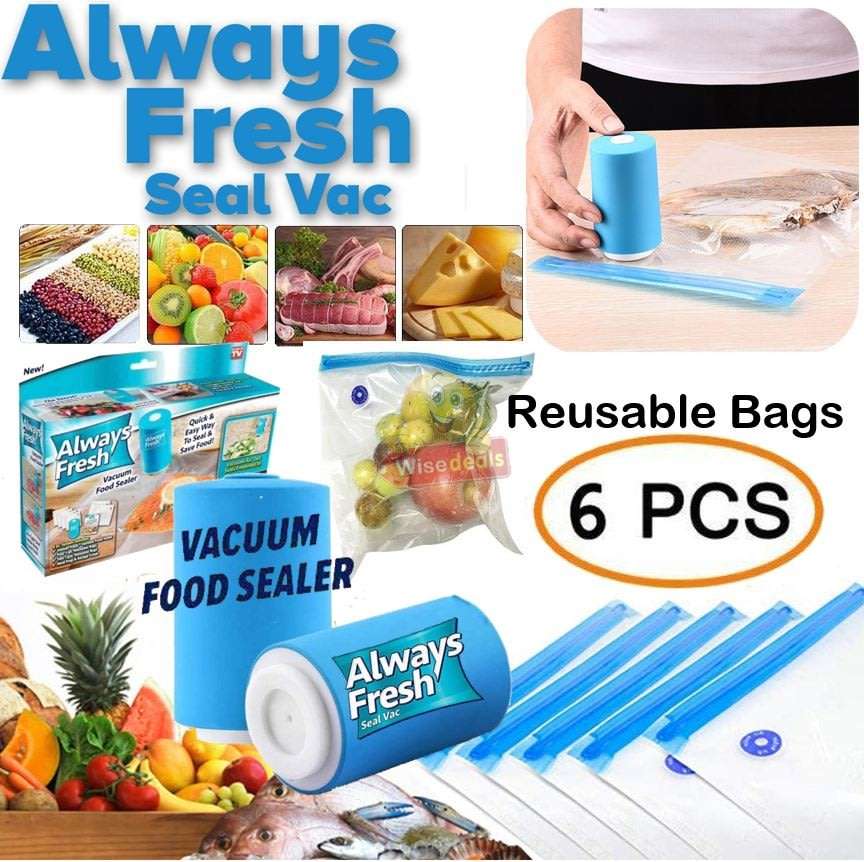 Always Fresh Seal Vac  Cordless, Compact, Easy to Use with Reusable Bags