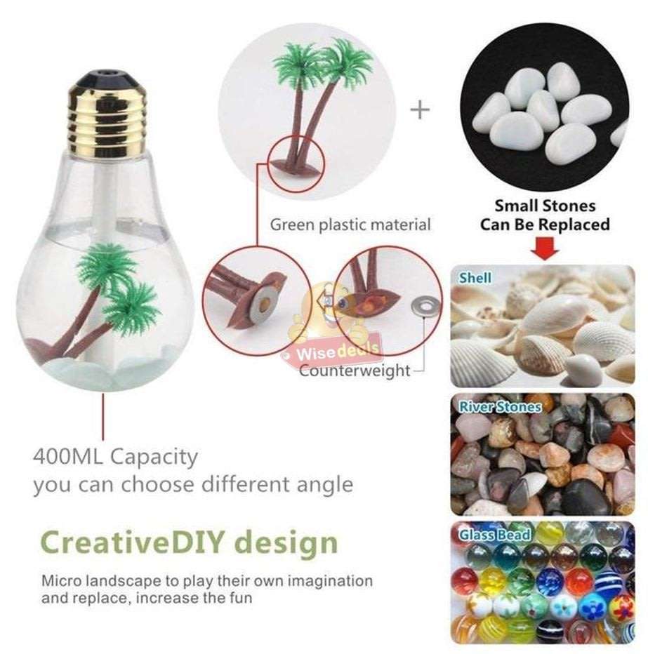 Humidifier & Purifier Bulb Light with 7 LED Colours and Landscape Accessories