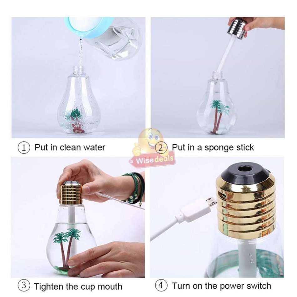 Humidifier & Purifier Bulb Light with 7 LED Colours and Landscape Accessories