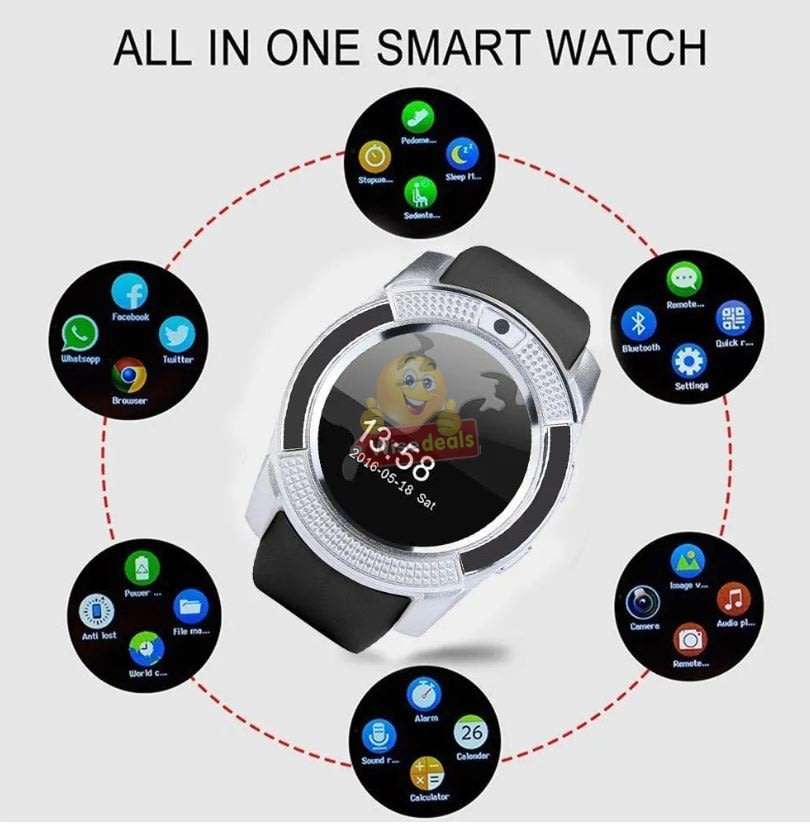 Professional Smart Watch Phone, SIM CARD, Bluetooth, Camera, Sleep Monitor, SD Card, Pedometer etc.
