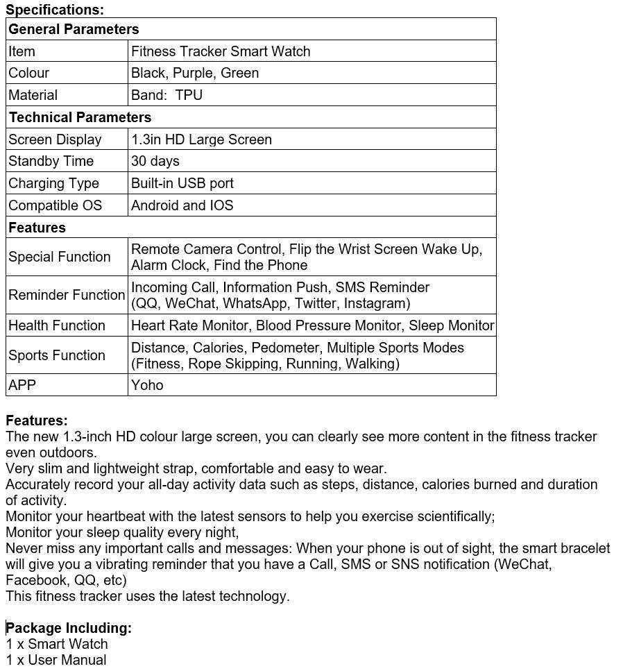 NEW Bluetooth Health Smart Watch - Monitor Heart Rate, Blood Pressure, Blood Oxygen