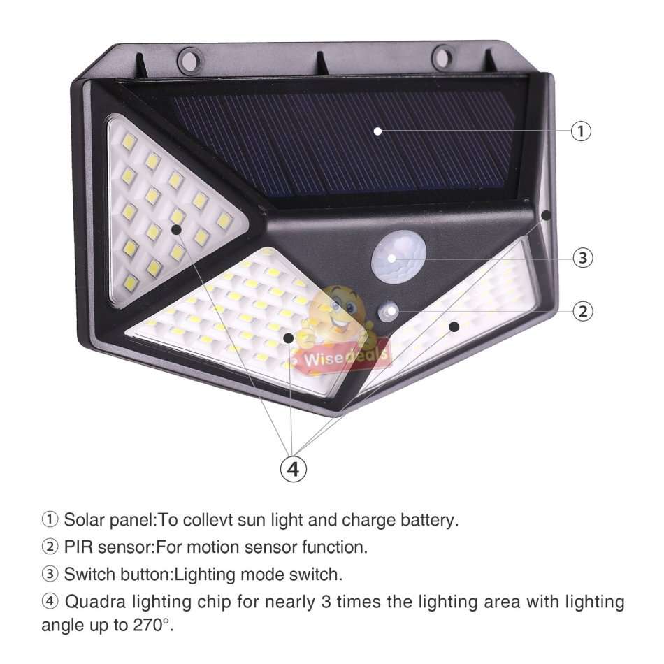114 LED Super Bright Solar Wall Light, Motion Sensor with 3 Modes, Waterproof & Eco-friendly