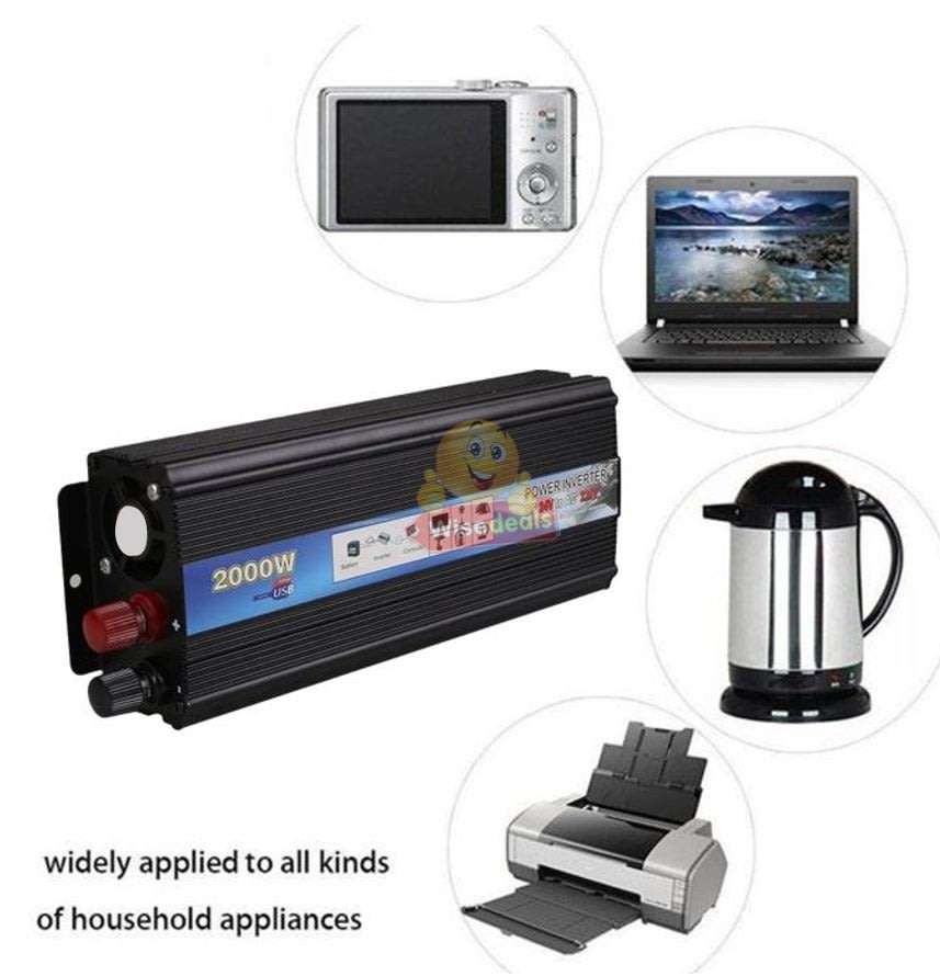 Solar Power Inverter - 2000W Constant Power & 4000W Surge Power, Convert 12V DC to 220V AC