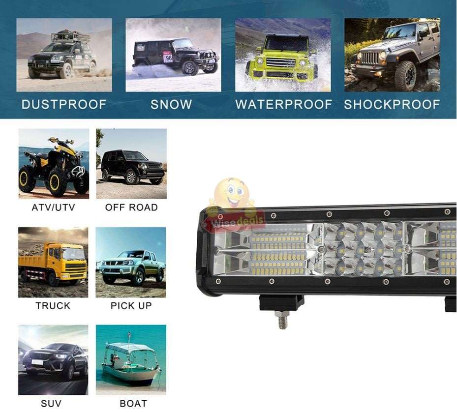 180W Tri-Row Super Bright LED Light Bar, Durable and Easy to Install