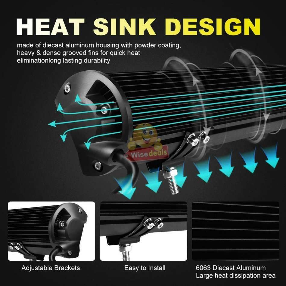 180W Tri-Row Super Bright LED Light Bar, Durable and Easy to Install