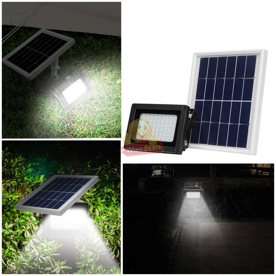 LED Solar Flood Light with 5 meter cable, Solar Panel, Bracket & Ground Stand, Day Night Sensor