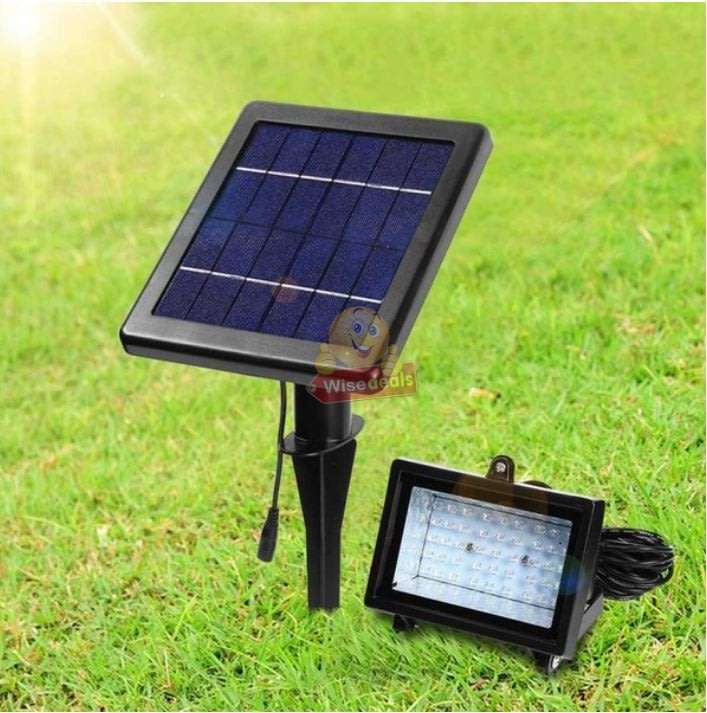 LED Solar Flood Light with 5 meter cable, Solar Panel, Bracket & Ground Stand, Day Night Sensor