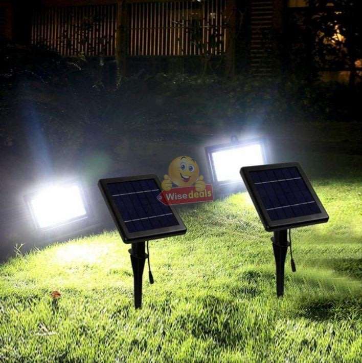 LED Solar Flood Light with 5 meter cable, Solar Panel, Bracket & Ground Stand, Day Night Sensor