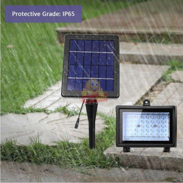 LED Solar Flood Light with 5 meter cable, Solar Panel, Bracket & Ground Stand, Day Night Sensor