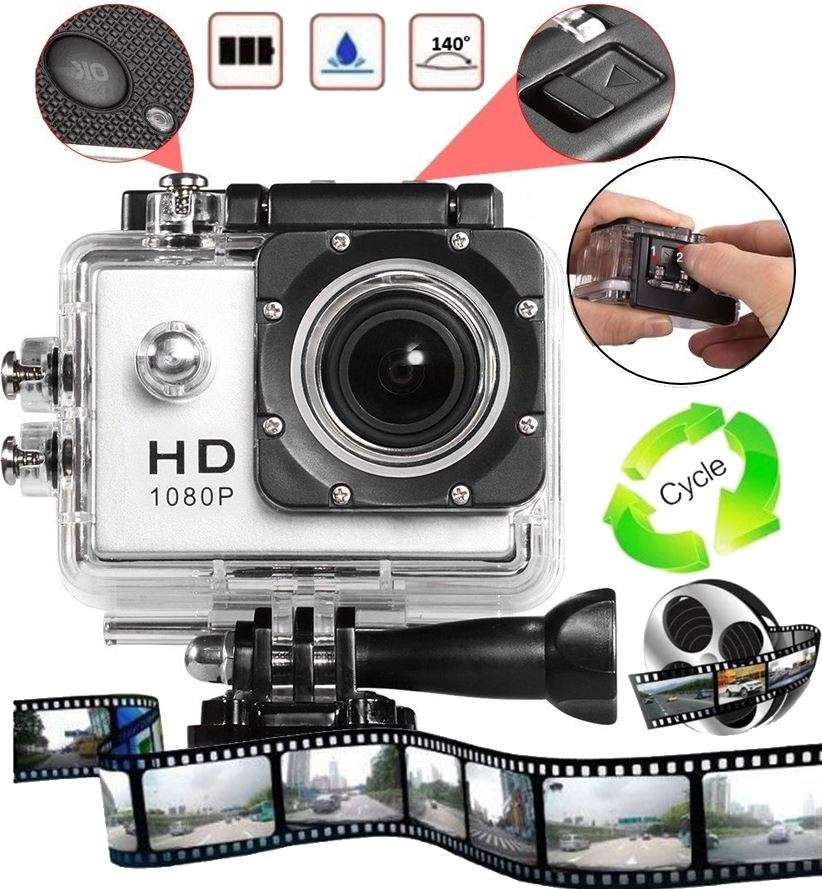 2" Full HD Action Sport Camera - Waterproof, LCD Screen, Photo, Video & Accessories