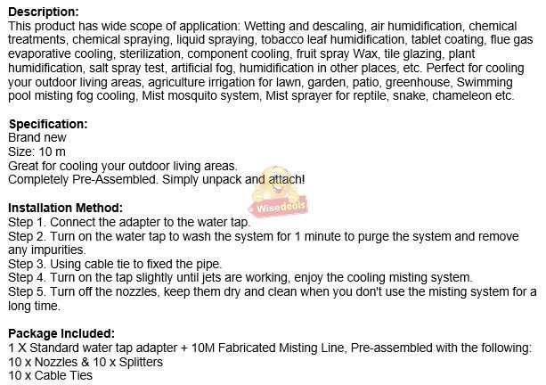 Pre-assembled Outdoor Misting / Irrigation System, Perfect for Cooling or Watering Your Plants
