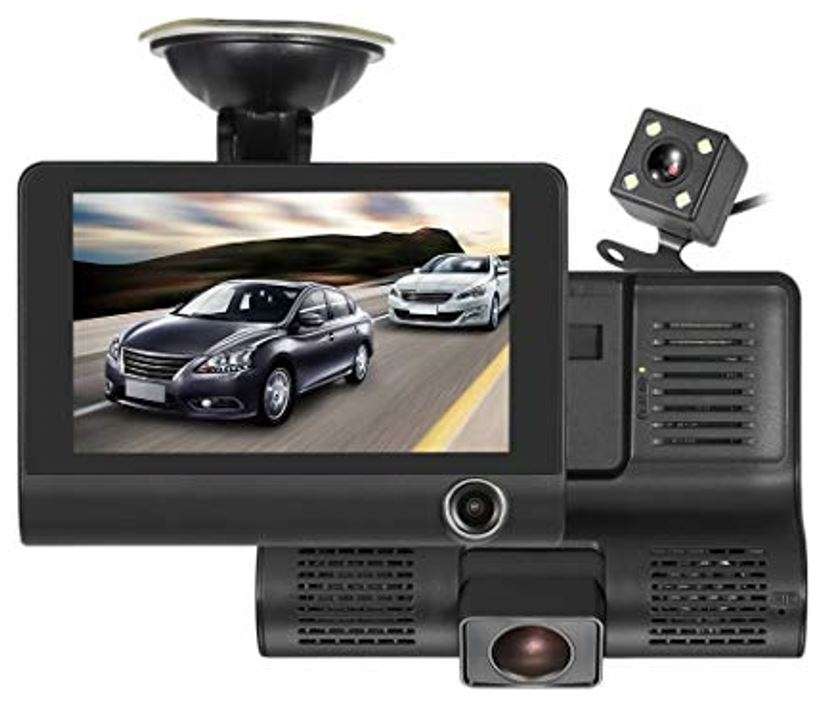 4 Inch IPS 1080P HD Night Vision DVR with Front, Inside & Rear Camera, 170° Wide-angle,G-Sensor