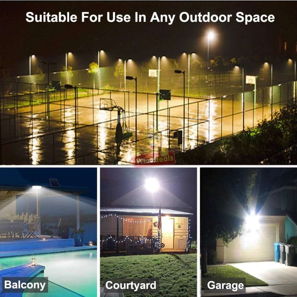 60W LED SOLAR Flood Light with Remote Control, Solar Panel, Waterproof & 1350 Lumens