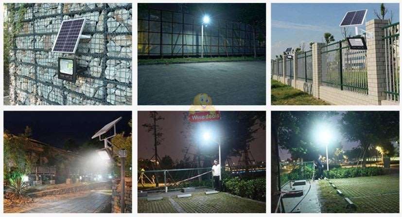 60W LED SOLAR Flood Light with Remote Control, Solar Panel, Waterproof & 1350 Lumens