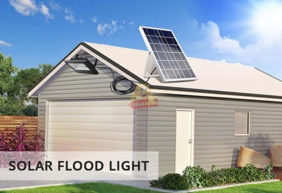 60W LED SOLAR Flood Light with Remote Control, Solar Panel, 5m Cable, Waterproof & 1350 Lumens