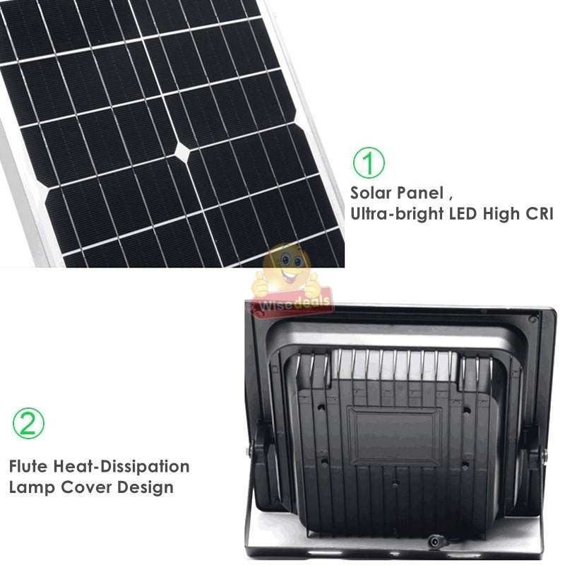 40W LED SOLAR Flood Light with Remote Control, Solar Panel, 5m Cable, Waterproof & 1050 Lumens