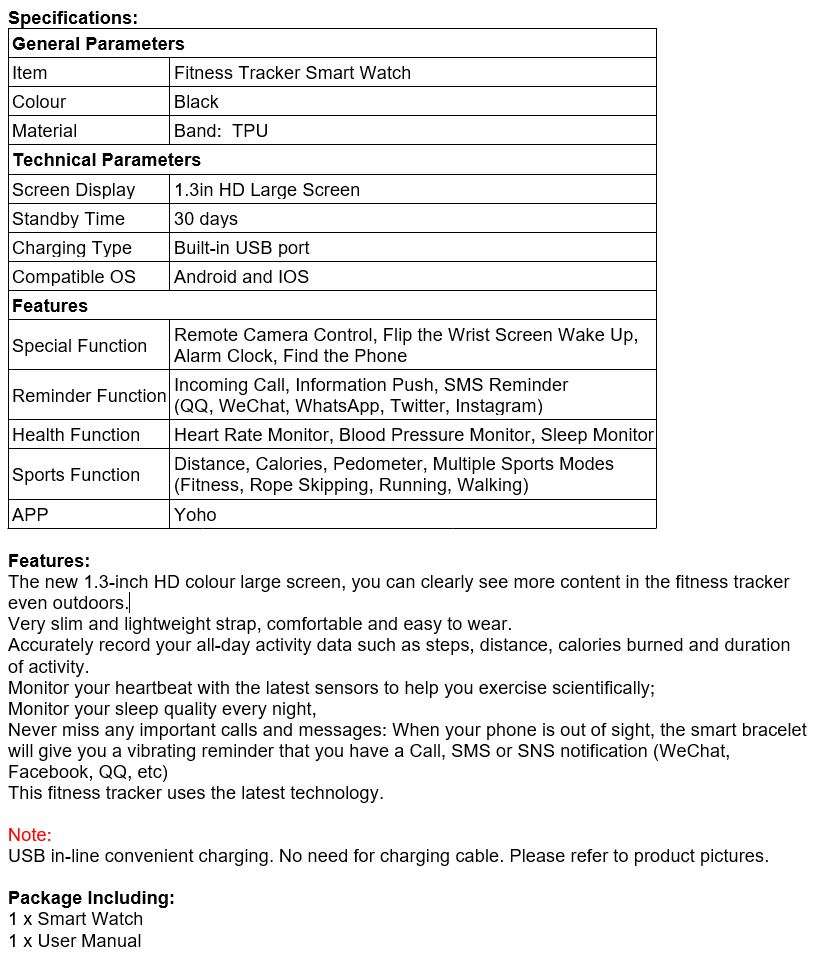 NEW Bluetooth Health Smart Watch - Monitor Heart Rate, Blood Pressure, Blood Oxygen