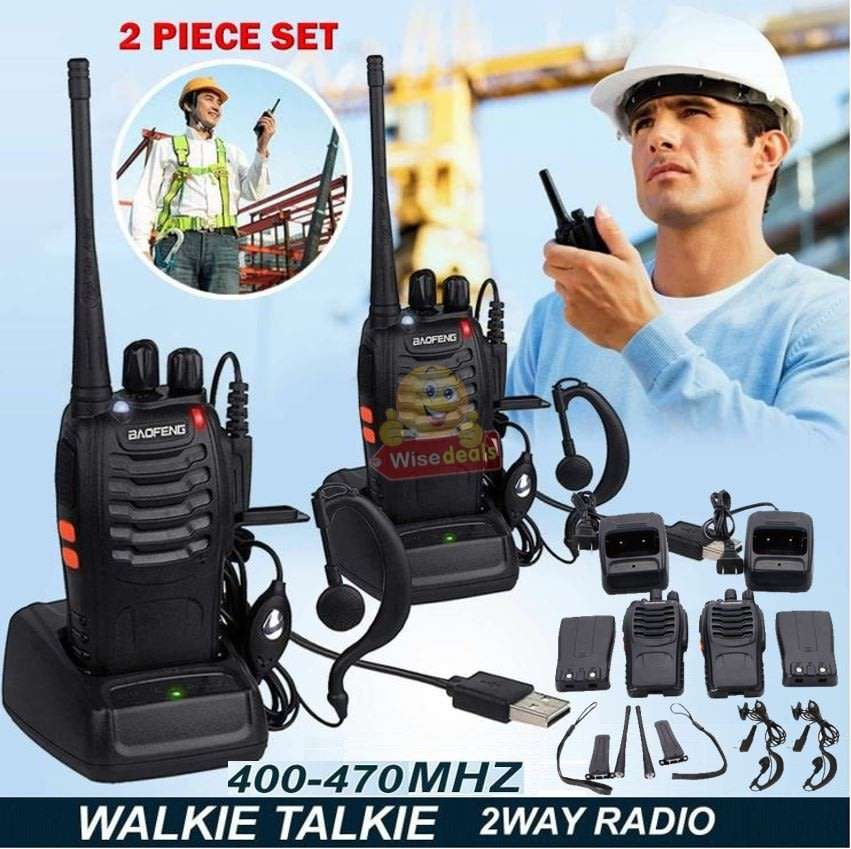 2 X Handheld Walkie Talkie Hand Radio Set with 16 Channels, 3 - 5 km talking range etc