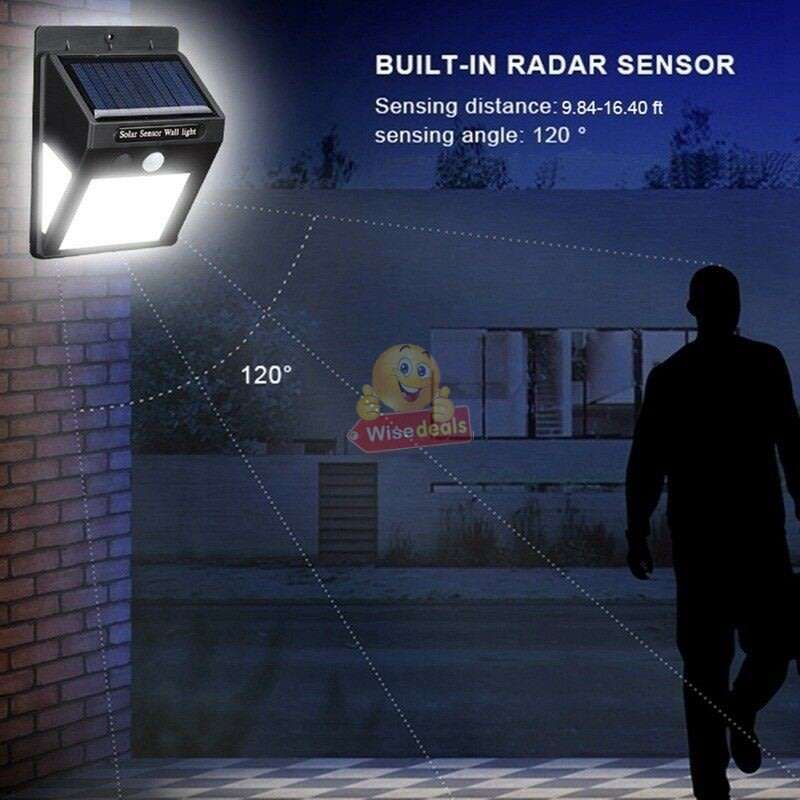 40 LED Solar Power Wall Light, PIR Motion Sensor, Waterproof, Night Sensor & Eco-friendly, 3 Modes
