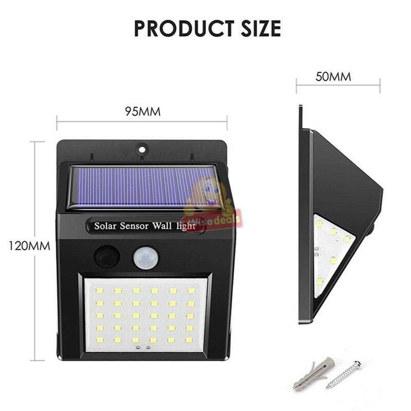 40 LED Solar Power Wall Light, PIR Motion Sensor, Waterproof, Night Sensor & Eco-friendly, 3 Modes