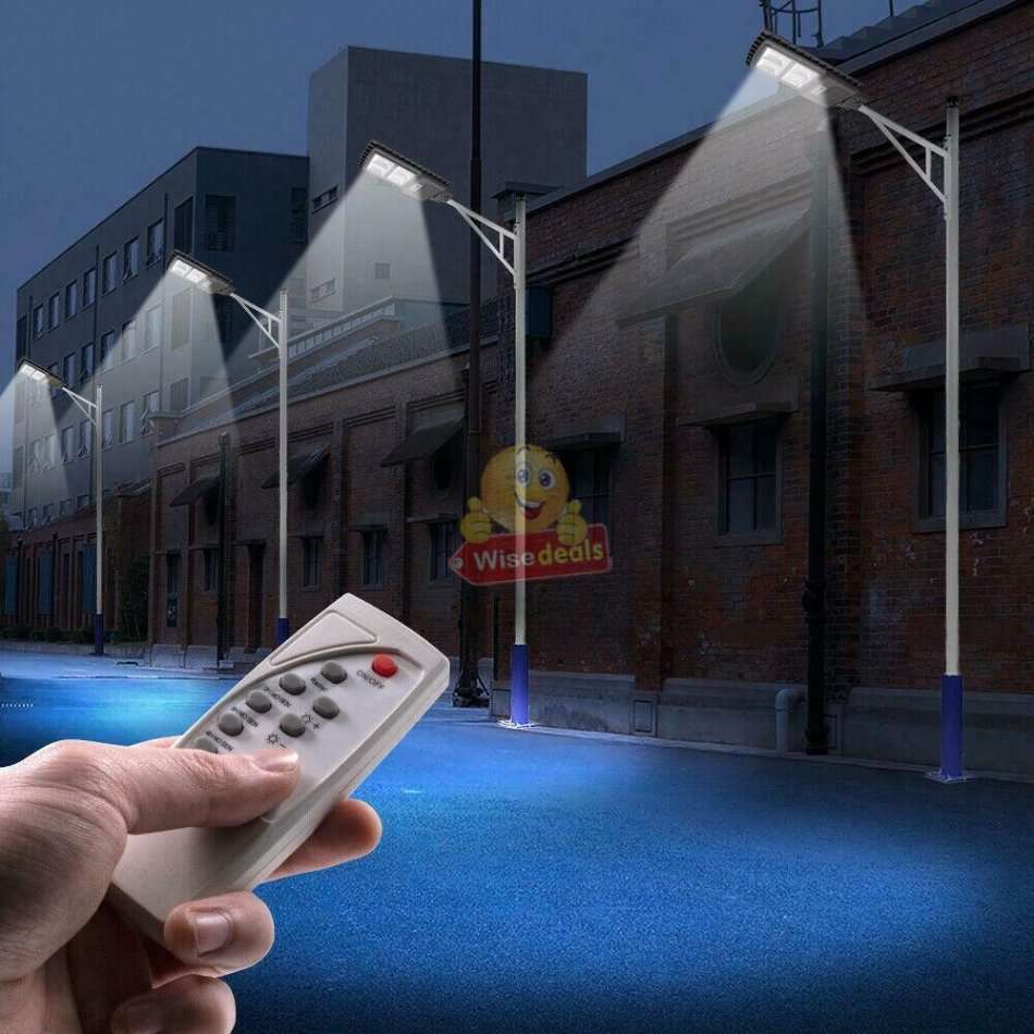 30W LED Solar Street Light with 3 Lightening Modes, LED Battery Indicator Lights & Remote Control