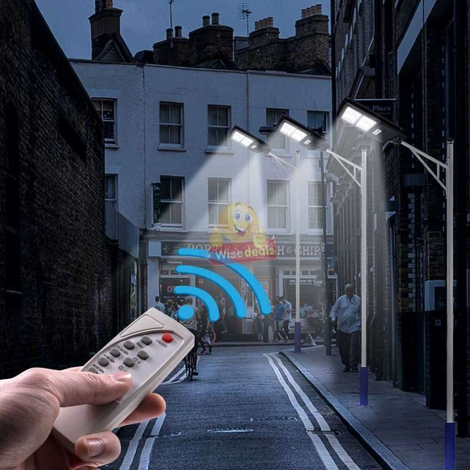 30W LED Solar Street Light with 3 Lightening Modes, LED Battery Indicator Lights & Remote Control