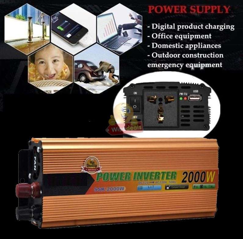 Solar Power Inverter - 2000W Constant Power & 4000W Surge Power, Convert 12V DC to 220V AC