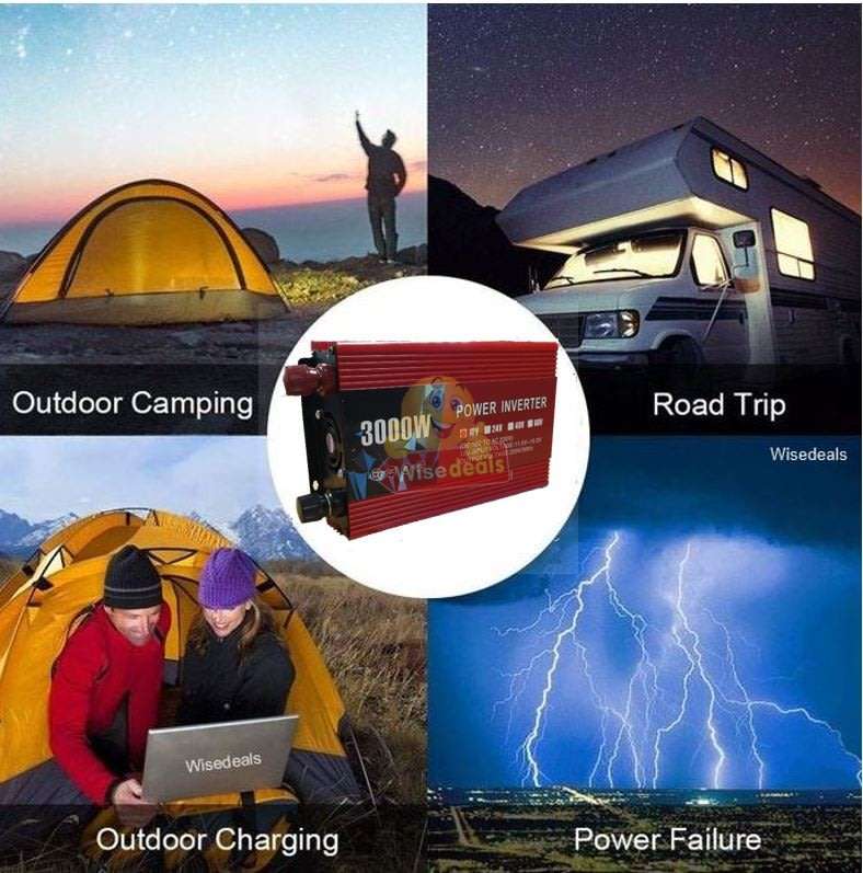 Solar Power Inverter  3000W Constant Power & 6000W Surge Power, Convert 12V DC to 220V AC