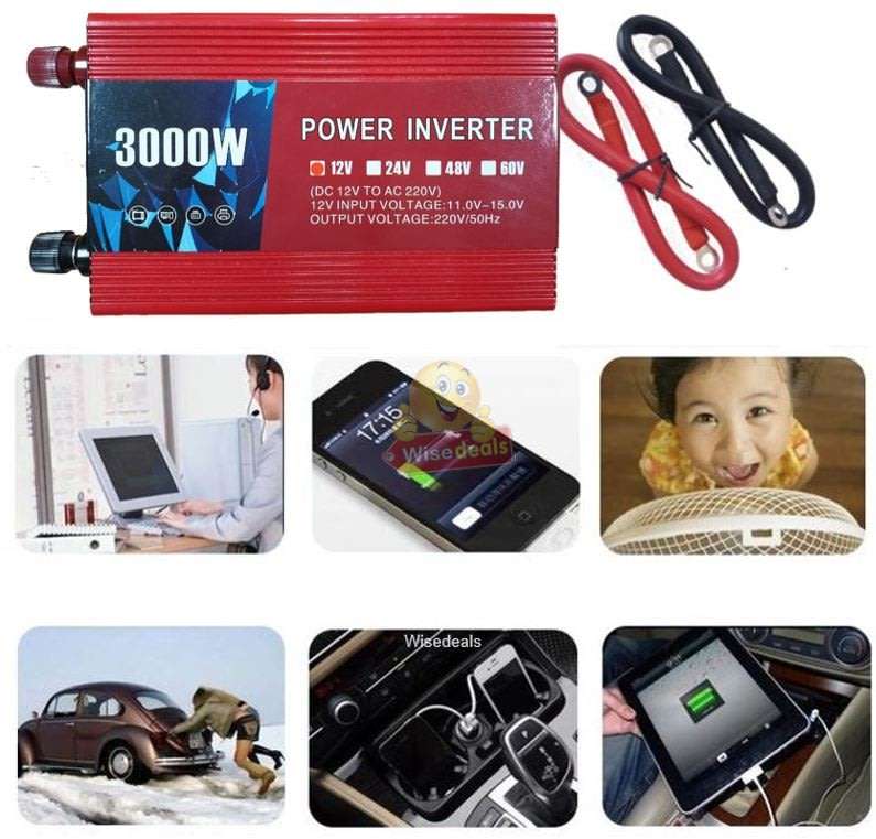 Solar Power Inverter  3000W Constant Power & 6000W Surge Power, Convert 12V DC to 220V AC