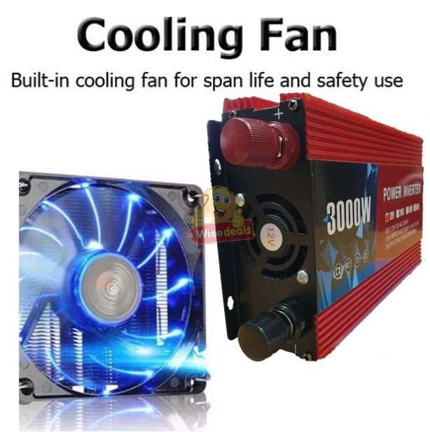 Solar Power Inverter  3000W Constant Power & 6000W Surge Power, Convert 12V DC to 220V AC