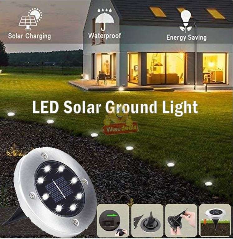 Outdoor Solar Ground Light, Waterproof, Light Sensor, Perfect for Driveway, Pathway, Garden, Patio,