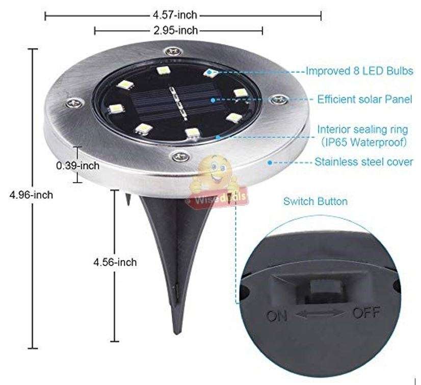 Outdoor Solar Ground Light, Waterproof, Light Sensor, Perfect for Driveway, Pathway, Garden, Patio,