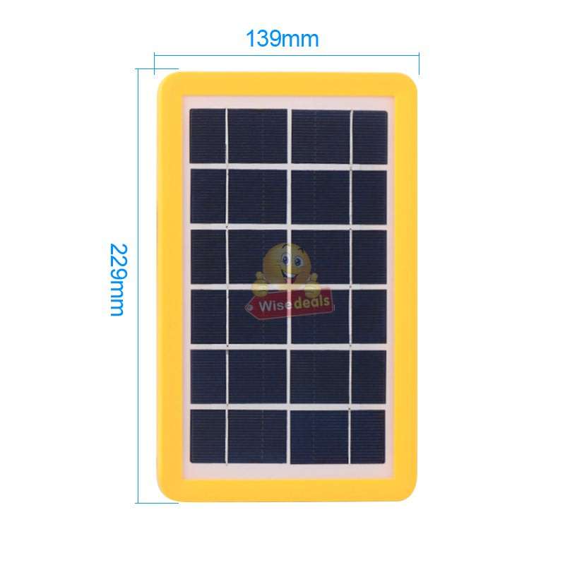 6V Solar Panel with Multi-Function Charging Point Cable for Charging of Devices, Light, Phones etc