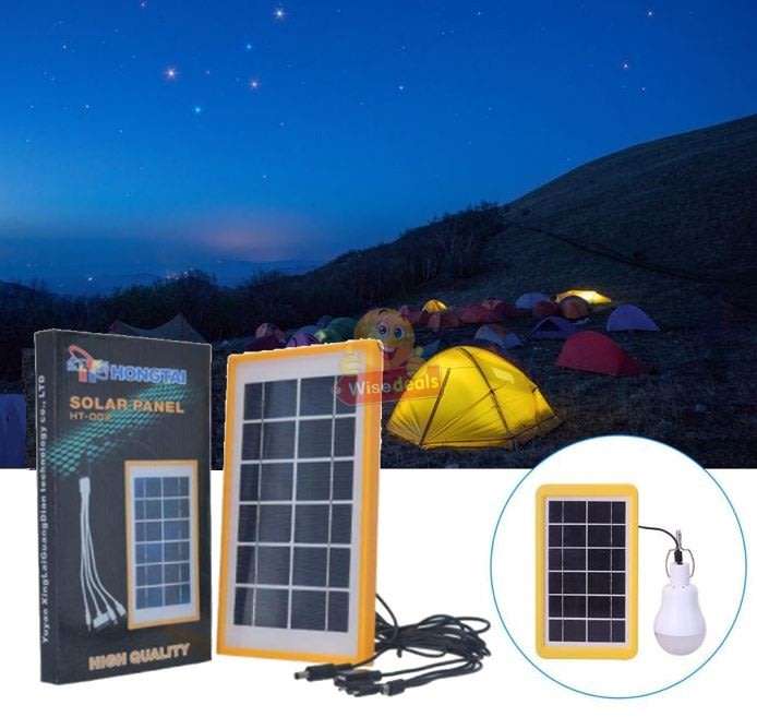 6V Solar Panel with Multi-Function Charging Point Cable for Charging of Devices, Light, Phones etc