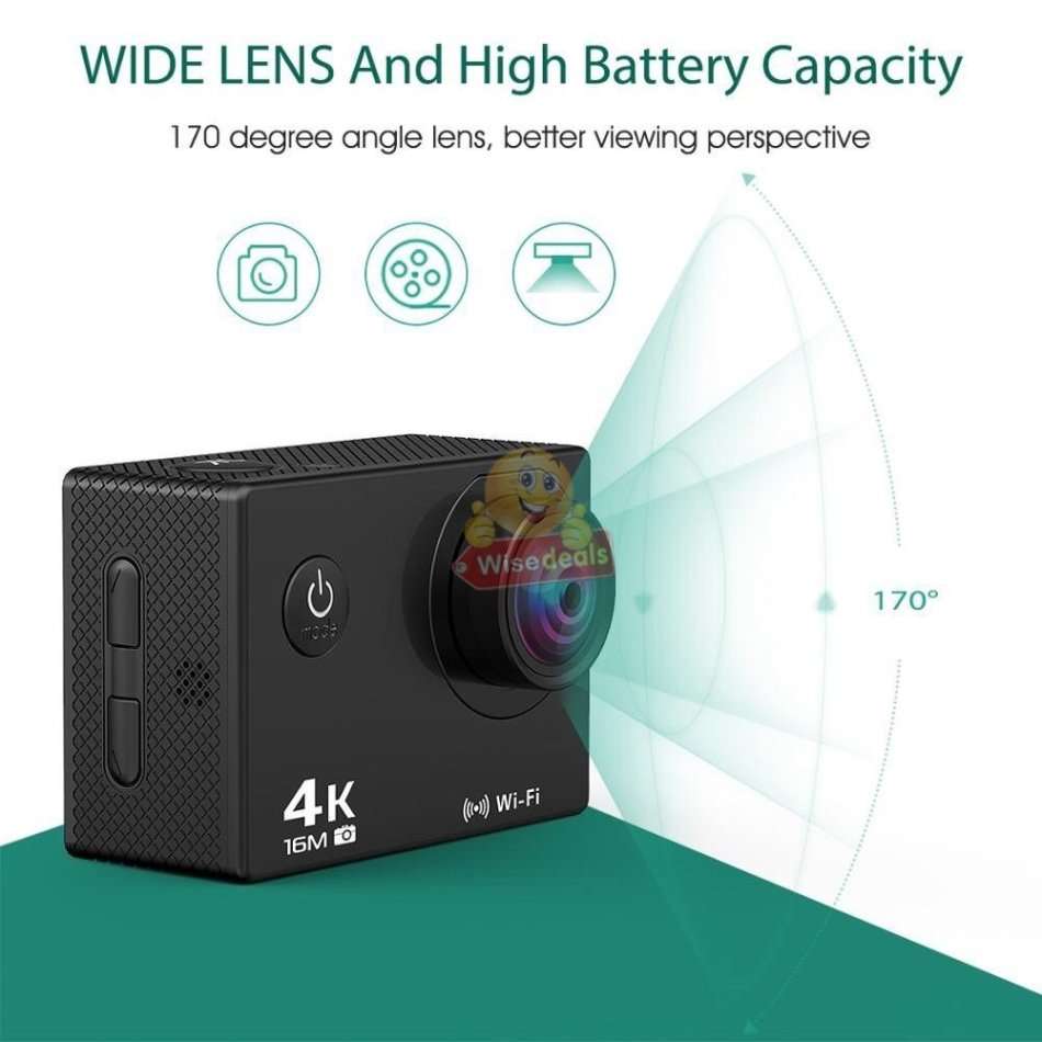 Ultra HD 4K Waterproof WIFI Sport Action Camera, 170° View, 16MP etc.
