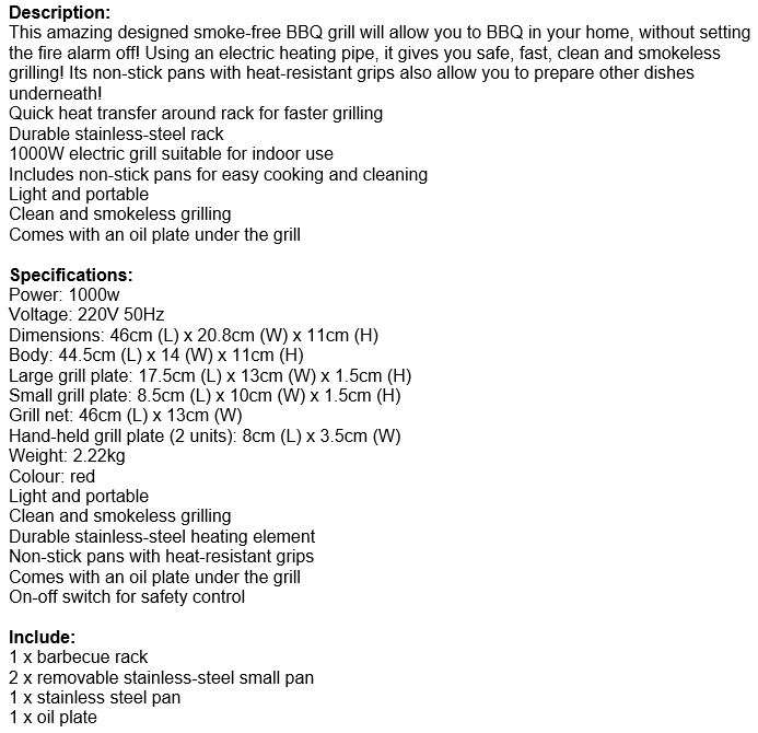 Light & Portable Smoke Free Electric BBQ Grill